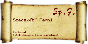 Szecskó Fanni névjegykártya